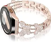 [Ocaer] Compatible with Samsung Galaxy Watch 7/FE/6/5/4 40mm 44mm, Galaxy Watch 6 Classic 43mm 47mm, Cute Bling Metal Band for 20mm Samsung Galaxy Watch 5Pro Band/Watch 4 Classic/Active 2(Rose Gold)
