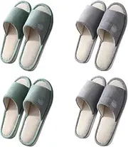 CYlovinho House Slippers for Women Home Slippers Men,4 Pairs Warm Slippers with Different Sizes, Non Slip Indoor Slippers for Guest Washable Guest Slippers Bedroom Slippers Bride Slippers
