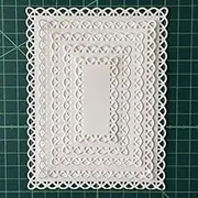 Nested Stitched Scallop Rectangle Frame Cutting Dies, Metal Cutting Dies Stencils DIY Etched Dies Craft Paper Card Making Scrapbooking Embossing 10.7X13.9 cm