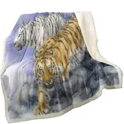 Wild Animal Art White and Orange Tigers Throw Blanket