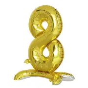 GOLD 27" tall Number 8 Mylar Foil Standing Balloon Party Backdrop Decorations