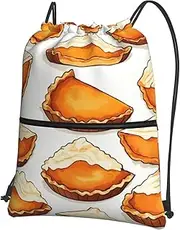 EdWal Food Print Print Drawstring Backpack Gym Bags Sports Bags With Zipper Pocket For Travel Beach, Black, One Size