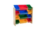 Kids Organiser Shelf Storage Rack for Toys - 12 Multicoloured Bins