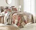 Leslie Floral Pre-Washed Bedspread Coverlet Patchwork Cotton Quilt