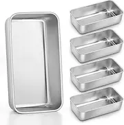 Homikit Loaf Pan Set of 5, 9 x 5 Inch Stainless Steel Loaf Pans for Baking Bread, Medium Metal Meatloaf Cake Pan Great for Home Kitchen, Oven & Dishwasher Safe, Rust Free, Silver