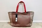 NWT MARC BY MARC JACOBS WHAT'S THE T LEATHER TOTE COLORBLOCK WOODLAND MULTI