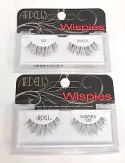 Lot of 2 Pairs ARDELL 122 Wispies False Eyelashes Fake Eye Lashes Black Wispy