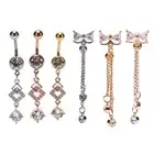 Navel Belly Button Rings Crystal Flower Dangle Bar Barbell Body Piercing Jew _pw