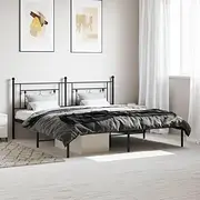 Metal Bed Frame Without Mattress with Headboard Black 183x203 cm King Furniture Bedroom