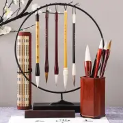 Chinese Calligraphy Brush Set Sumi Painting Writing Brush Roll-up Bamboo Holder