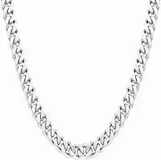 [Razzberry] Mens 5mm Wide 60cm Length Stainless Steel Chunky Cuban Link Chain Necklace, 5mm Wide 60cm Length Durable and Waterproof, with Black Velvet Gift Pouch (5)