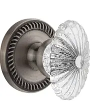 Newport Rosette with Burgundy Crystal Knob in Antique Pewter - Passage - 2.375