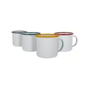 Argon Tableware White Enamel Mugs - 375ml - 4 Colours
