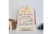 50x70cm Canvas Hessian Christmas Santa Sack Xmas Stocking Reindeer Kids Gift Bag - Cream - Overnight Service For (3)