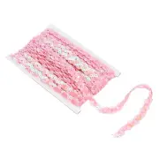 11Yards 0.6 Inch Sequin Braid Trim, Flat Sequins Paillette Ribbon Pink