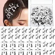 YGDZ Star Hair Clips and Barrettes Set - 20 pcs 1.22" Y2K Hair Accessories, 10 pcs 1.61" Silver Clips for Girls Women, Rave Accessories, Non-Slip Metal Snap Hair Clips