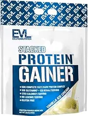 Evlution Nutrition Stacked Protein Gainer 12 LB Protein Powder with 50 Grams of Protein, 12 Grams of BCAAs and 10 Grams of Glutamine, Vanilla Ice Cream