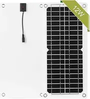 12W 12V Solar Panel Kit USB Port Off Grid Monocrystalline Module with SAE C ection Cable Kits for Camping Car Boat Marine Black One Size