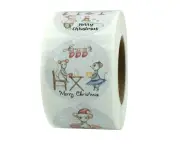 500pcs/roll Adhesive Christmas Gift Tags Cartoon XMAS Stickers Present Seal Labels Christmas Decals Gift Package