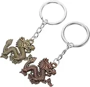 2pcs Vintage Dragon Keychain Pendant Hanging Charms for Bags Keyring Accessories Year Christmas