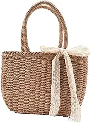 [Vaveren] Women Rattan Bag Lightweight Handmade Holiday Fashion Rattan Purse Boho Clutch Bag