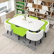 Dining Conference Table Set for 6, Office Kitchen Table, Modern Business Reception Table, Meeting Dining Table and 6 Chairs(10)