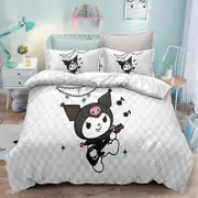 o615 Bed- Duve-t Cov-er Anime- Cartoon Kuromi Melody -Kawaii Bed-ding Sets 3D Lightw-eight 3 Piece C-omforter Sets, 1 Duvet -Cover and 2 -Pillow Shams