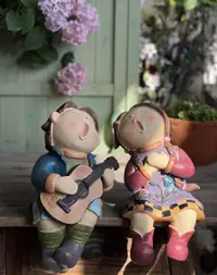 在飛比找松果購物優惠-美式鄉村人物擺件創意庭院裝飾佈置可愛娃娃雕塑戶外花園造景 (