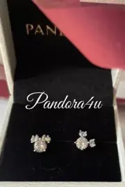 Pandora Disney Mickey Mouse & Minnie Mouse Sparkling Stud Earrings NeW Tags Box