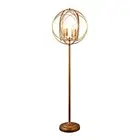 64 Gold Four Light Floor Lamp With Modern Gold Geometric Globe Shade