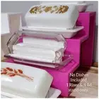 Full Set of 5 ~ PYREX Fuchsia Vertical Butter Dish Riser & 4 White Lid Stands