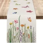 Floral Spring Table Runner for Holiday Kitchen Dining Table Party Supplies