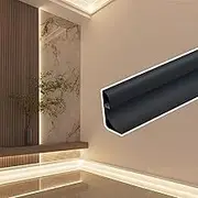 LED Channel Profile for Wall Washer/Floor Skirting, Versatile Crown Molding Lighting Cove Aluminum, Ceiling Trim Frames Replace Plasterline, Home Decor(Black,14 m/45.9 ft)
