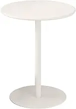 White Round Bar Table - Metal Top with Pole Support and Base, Bistro Pub Table, Small Accent Table Snack Table | High Top Table for Kitchen, Dining Room, Bistro, Cocktail(40x50cm)