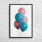 Pastel pink & blue balloons 24x36-Framed Canvas Print