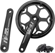 Bicycle Crankset, Square Tapered Folding Bicycle Cranksets 7/8/9/10 Speed 53T Universal Single Chainring Crank Set Double Cover for Road Bike, BMX 170mm Crank Arm