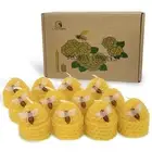 Beeswax Candles Bulk Set of 12, Bee Candles with Little Bee Ornament Decors, ...