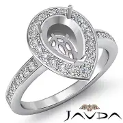 Pear Shape Semi Mount Diamond Engagement Halo Set Ring 14k W Gold 1 Carat.