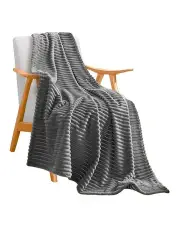 [SOGA] Stripped Pattern Warm Thin Throw Blanket in Grey