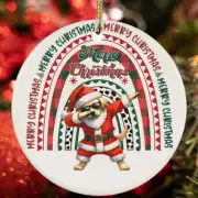 Merry Christmas Labrador Retriever Dog Santa Dabbing Dance Rainbow Ornament Gift