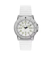 Armani Exchange 'Leonardo' Watch • Silicone Strap • White Dial Quartz AX1850
