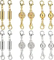 LUTER 12Pcs Locking Magnetic Jewelry Clasp Magnetic Lobster Clasp Necklace Clasps and Closures Bracelet Extender for Jewelry Making (Gold and Silver)