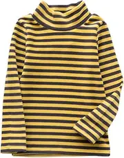 [JWWN] Little Boys Girls Turtleneck Thermal Tops Long Sleeve Striped Tee Kids Winter Baselayer Fleece Shirts,12Months-7Years