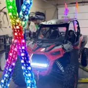 2FT RGB LED Whip Spiral Lights Remote Bluetooth Control For Polaris RZR ATV UTV