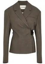 Nanushka Candace Wool Wrap Blazer - Dark Brown - XS (UK6 / XS) XS (UK6 / XS)