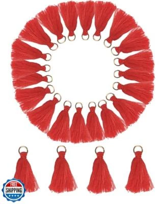 MSCFTFB 100 Pieces Mini Tassels Mala Tassel Kit with Jump Rings for Earring N