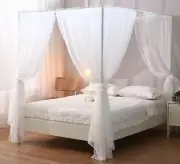 White Canopy Bed Curtain for Queen Bed, Soft Bed Canopy Scarf for Girls Adults