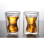 (Woman Body Shaped)Beer Cup Funny Double Layer Body Shaped Glass Cup Unique