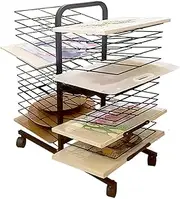 Mobile Art Clothes Drying Rack, 30-Layer Double-Sided Storage Clothes Drying Rack Art Studio, Educational Product Clothes Drying Rack, Space-Saving Rack (for A3 Artwork/Painting Children’s Gifts)