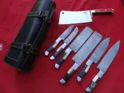 6x Handmade Damascus Steel Kitchen Chef Knife & Hunting/LEATHERROLL+Free Chopper
